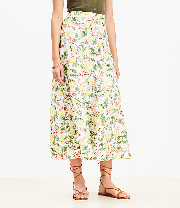 Blossom Linen Blend Midi Skirt