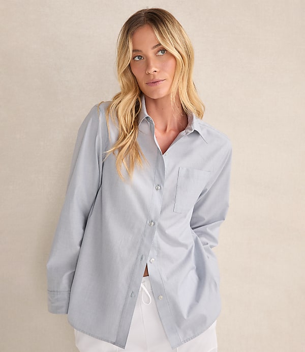 Haven Well Within Organic Cotton Poplin Button Down Top