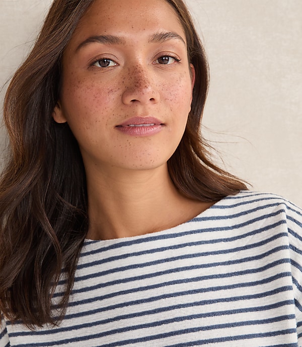Haven Well Within Cotton Blend Textured Stripe Bateau Neck Top