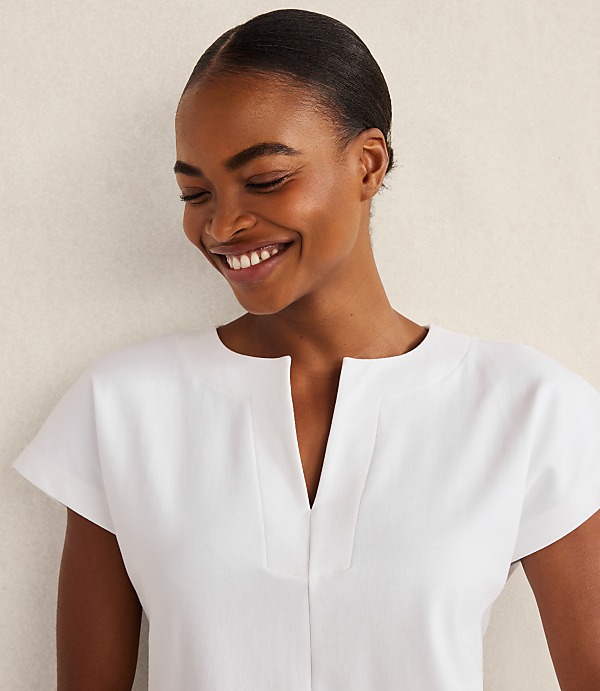 Haven Well Within Organic Cotton Interlock Split Neck Top