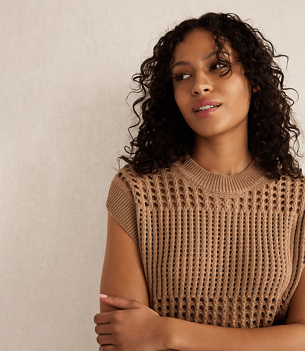 Haven Well Within Organic Cotton Open Stitch Short Sleeve Sweater