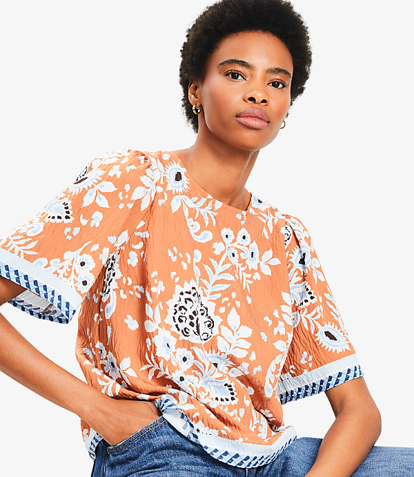 Floral Gathered Sleeve Blouse