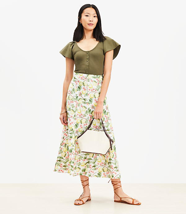 Blossom Linen Blend Midi Skirt