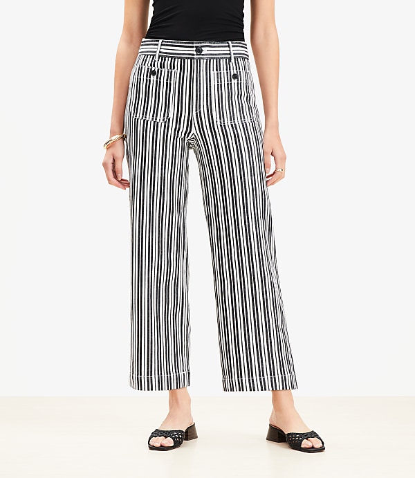 Palmer Wide Leg Crop Pants in Stripe