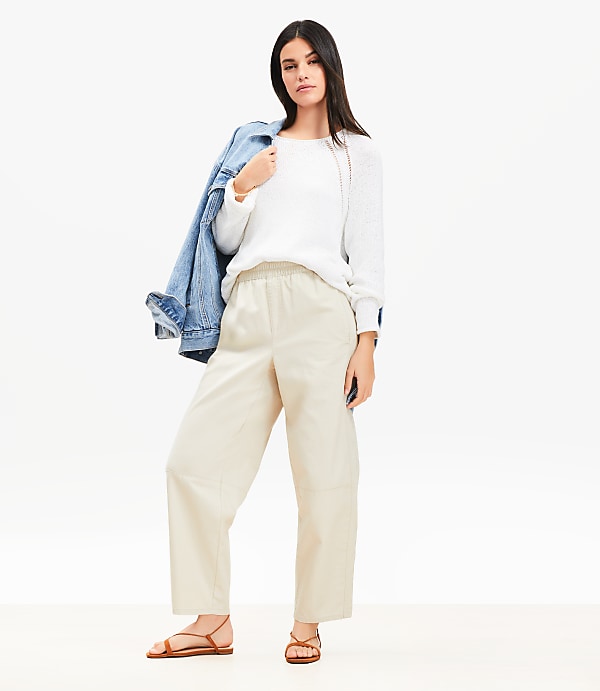 Pull On Barrel Pants in Twill