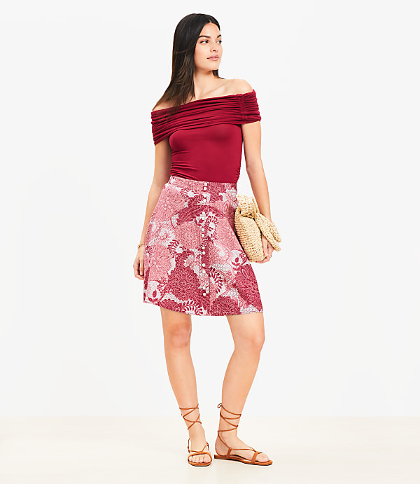Floral Button Mini Skirt