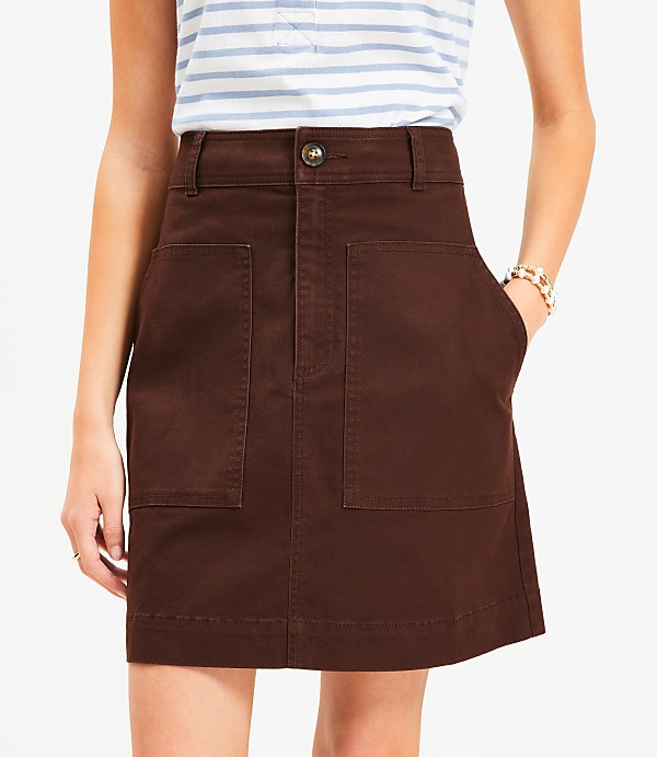 Petite Twill Mini Pocket Skirt