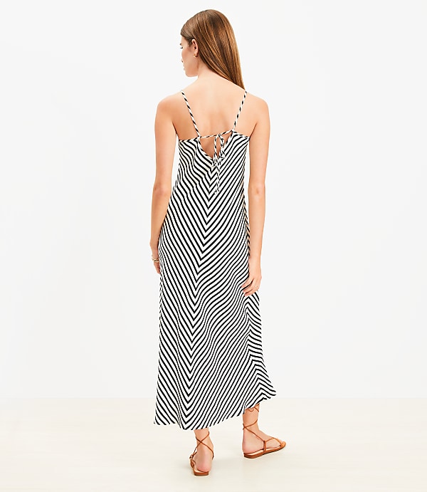 Striped Tie Back Bias Maxi Dress