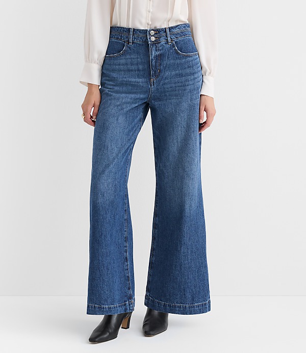 Petite Palazzo Jeans in White