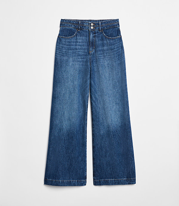 Petite Palazzo Jeans in White