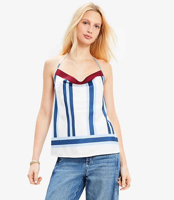 Striped Cowl Halter Cami