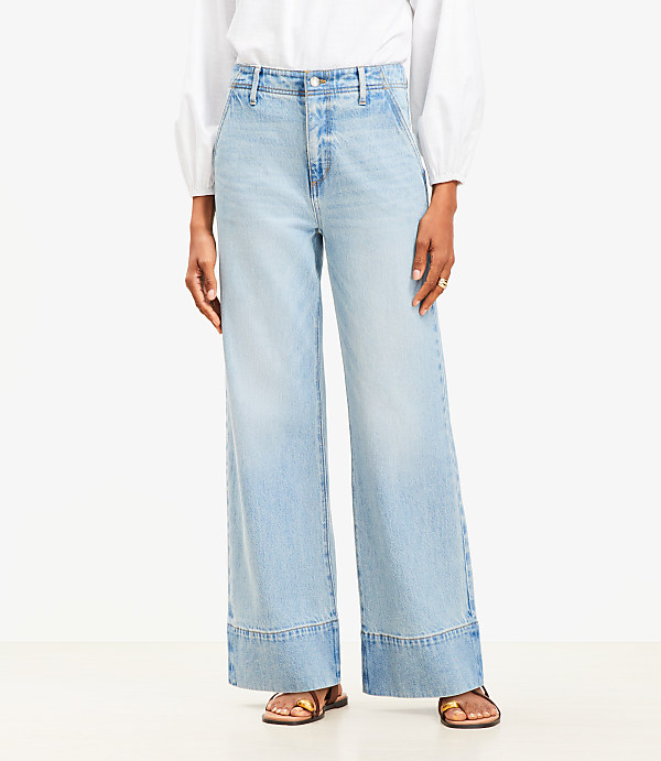 High Rise Wide Leg Jeans in Vintage Light Indigo Wash