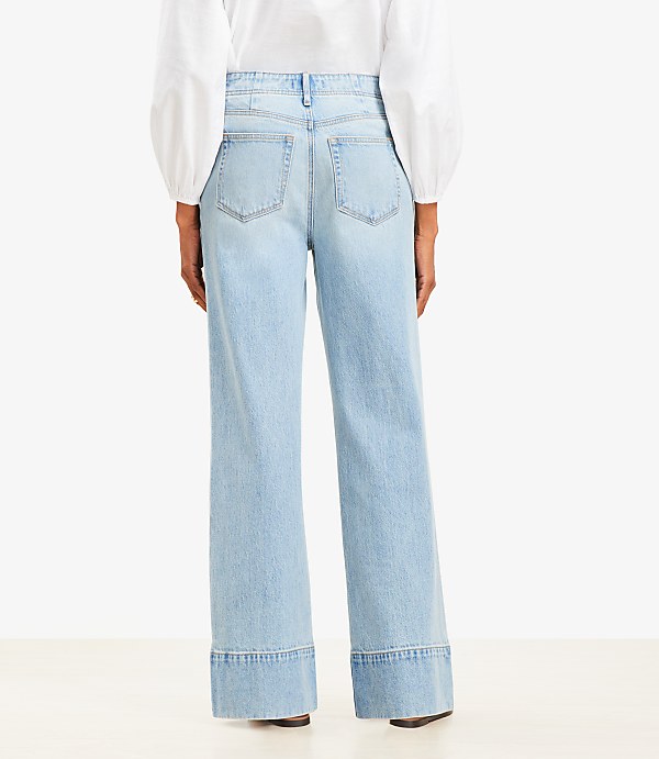 Curvy High Rise Wide Leg Jeans in Vintage Light Indigo Wash