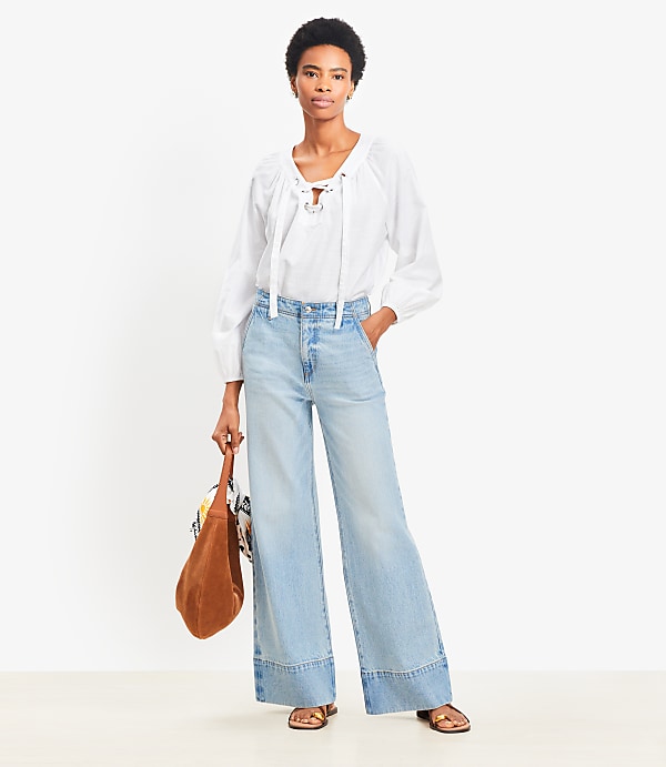 High Rise Wide Leg Jeans in Vintage Light Indigo Wash