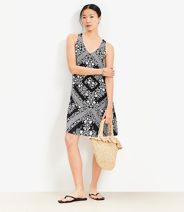 Petite Tiled Criss Cross Back Mini Dress