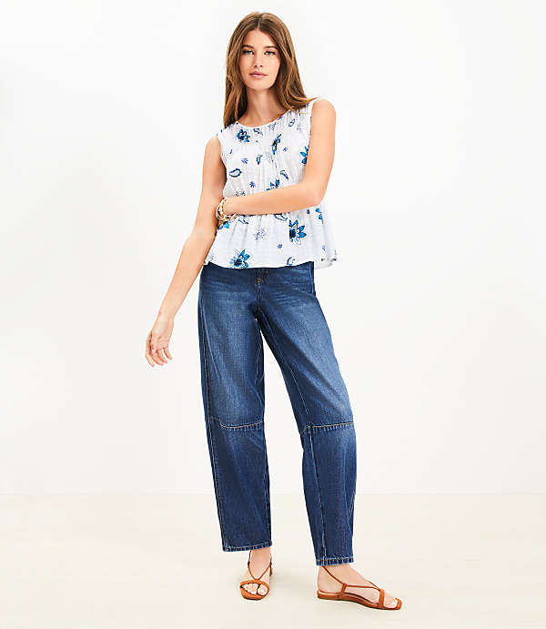 Paisley Plaid Smocked Peplum Top