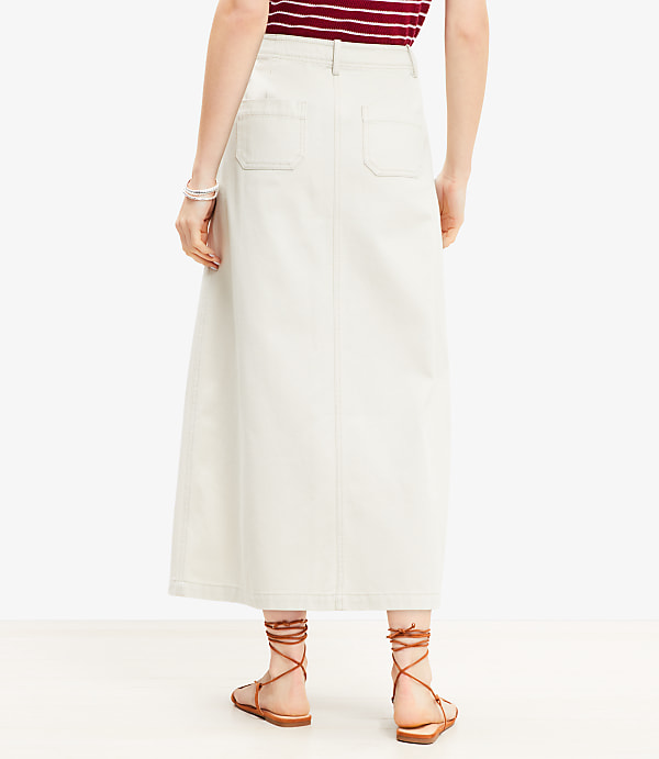 Front Slit Seamed Midi Pocket Skirt