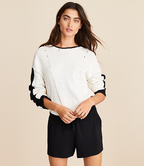 Lou & Grey Colorblock Pointelle Wedge Sweater