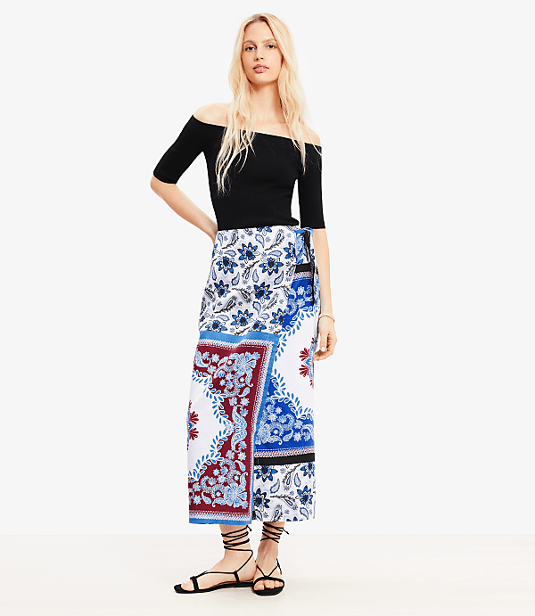 Tiled Wrap Midi Skirt