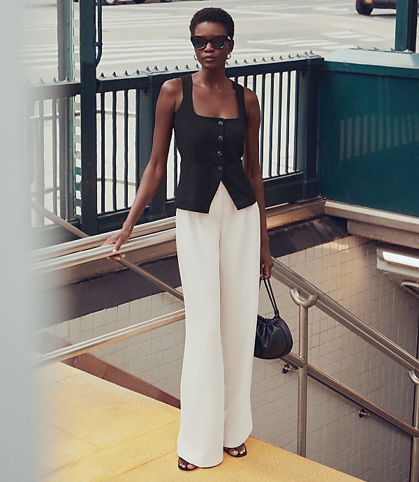 LOFT Versa Crepe Drape Palazzo Pant