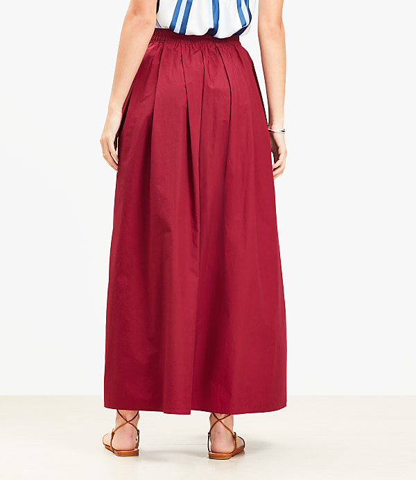 Petite Poplin Pleated Maxi Pocket Skirt