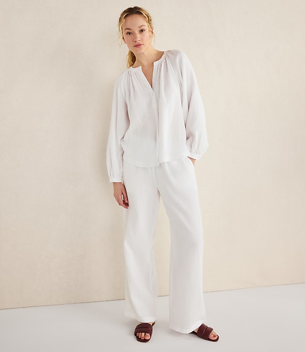 Haven Well Within Organic Cotton Gauze Long Sleeve Top