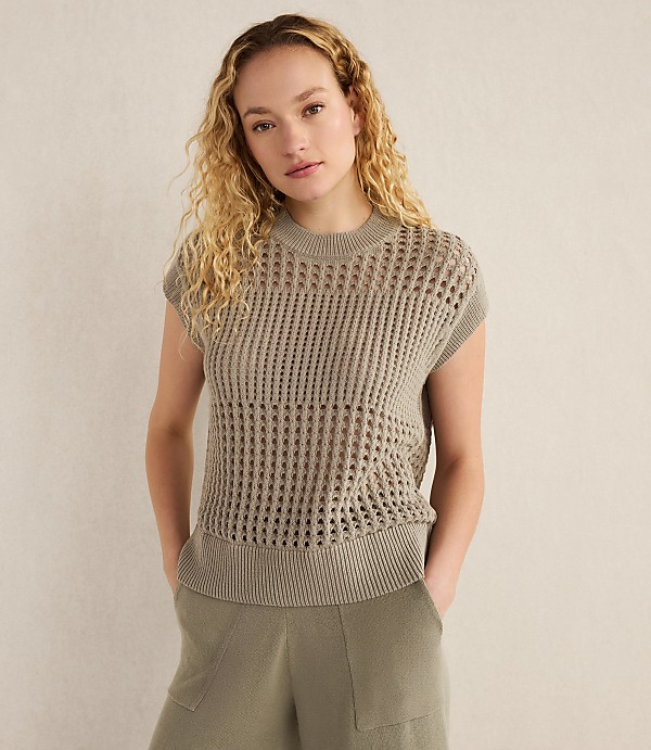 Haven Well Within Organic Cotton Open Stitch Short Sleeve Sweater