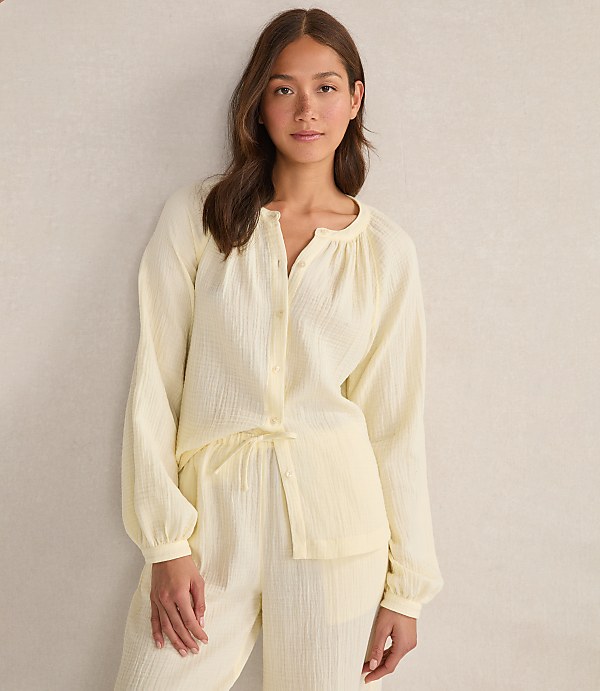 Haven Well Within Organic Cotton Gauze Long Sleeve Top
