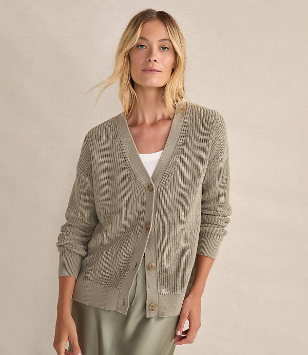 Haven Well Within Organic Cotton Shaker Stitch Cardigan