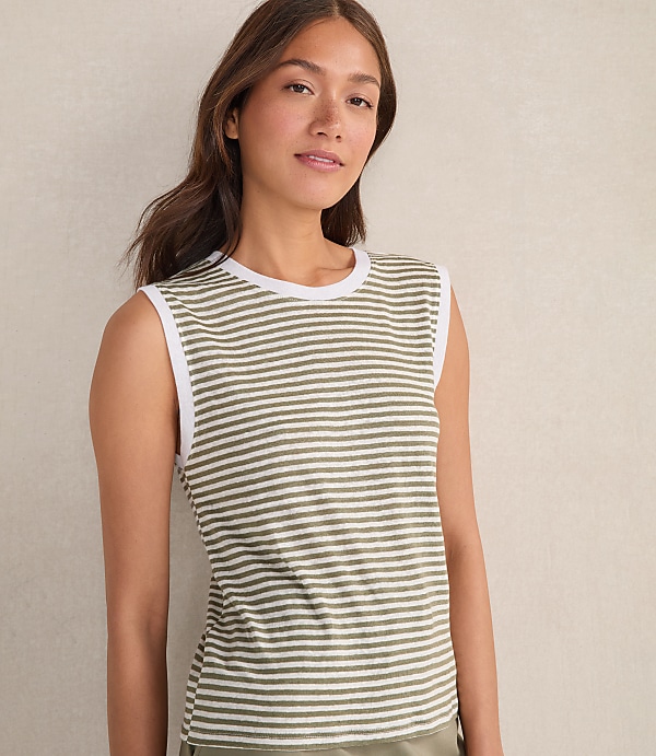 Haven Well Within Linen Stripe Crewneck Tank