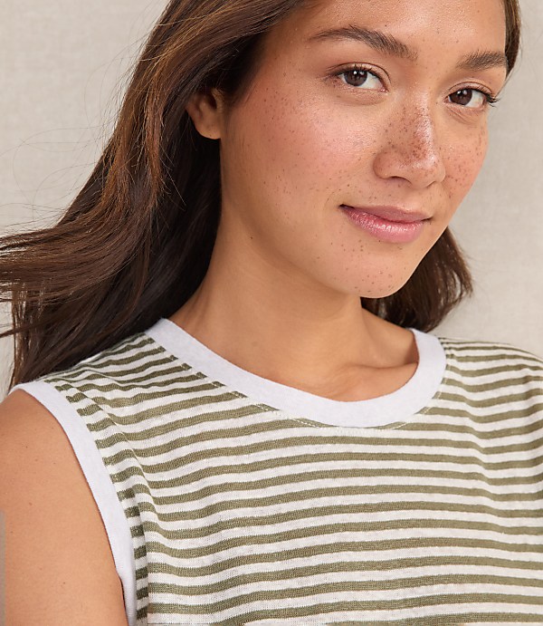 Haven Well Within Linen Stripe Crewneck Tank