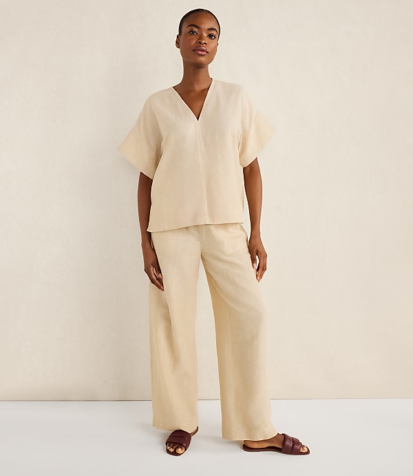 Haven Well Within Organic Cotton Linen V-Neck Top