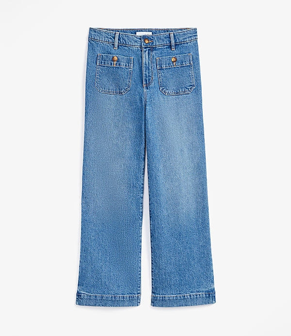 Palmer Wide Leg Crop Jeans in Mid Vintage Wash