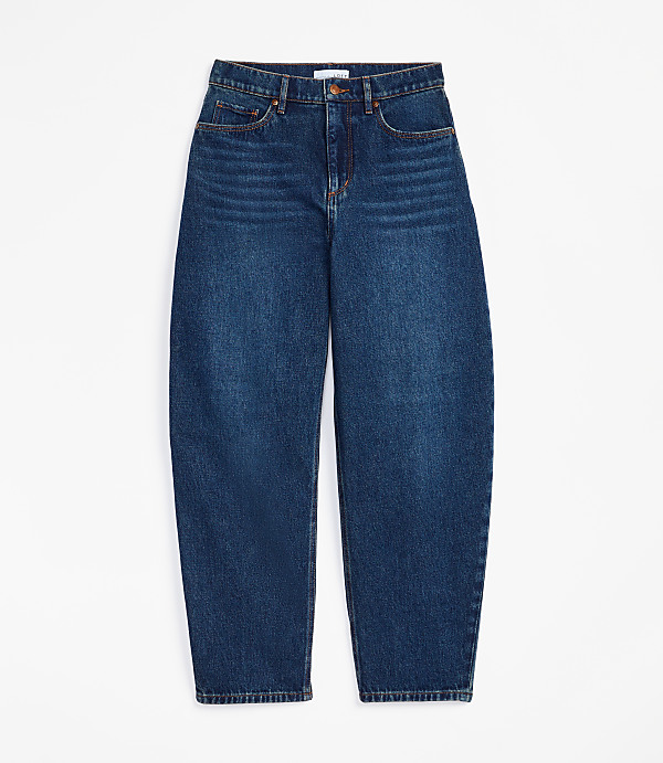 High Rise Barrel Jeans in Authentic Dark Wash
