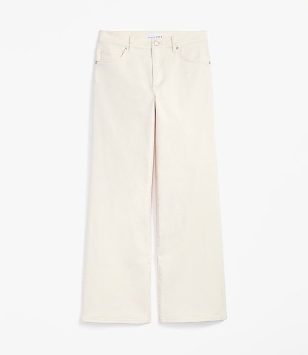Mid Rise Wide Leg Jeans in Ivory