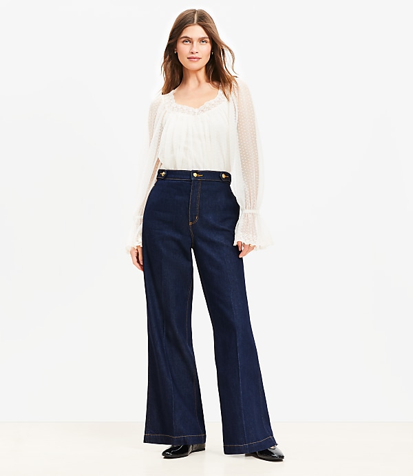 Petite Refined High Rise Trouser Jeans in Rinse Wash