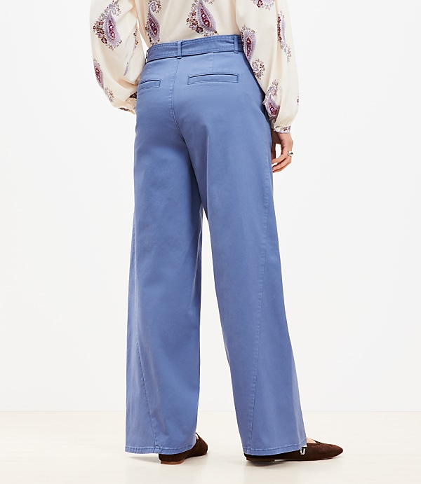 Belted Slim Wide Leg Pants