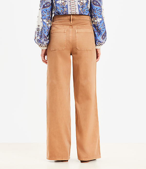 Petite Curvy Wide Leg Carpenter Pants in Twill