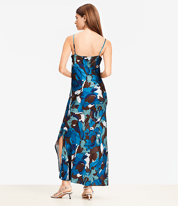 Brushstroke Cowl Midi Slip Dress