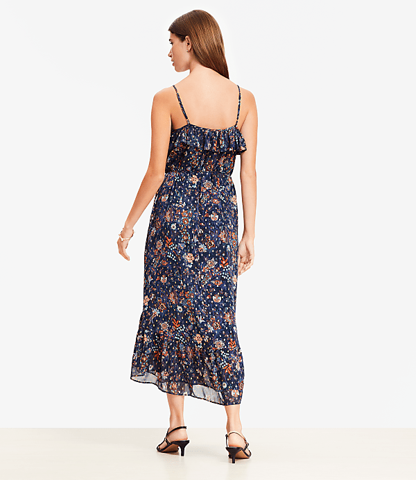 Petite Shimmer Garden Ruffle Midi Dress