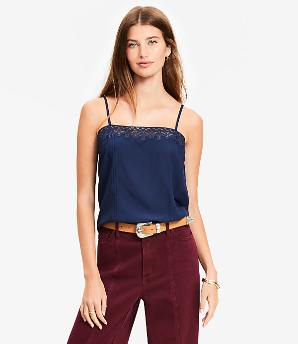 Lace Trim Pintucked Cami