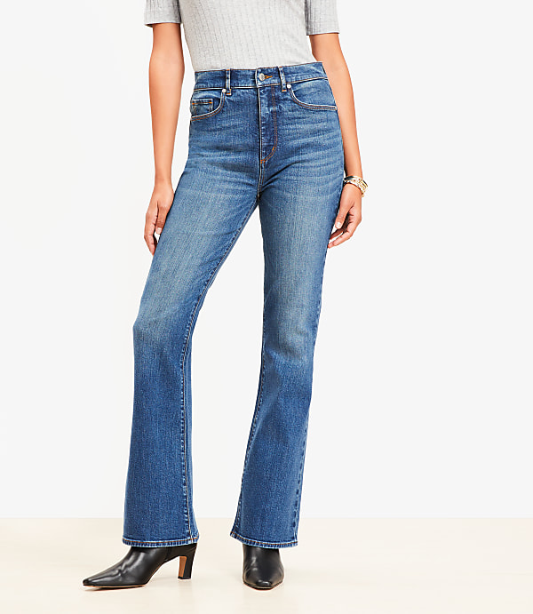 Curvy High Rise Slim Flare Jeans in Vintage Dark Indigo Wash
