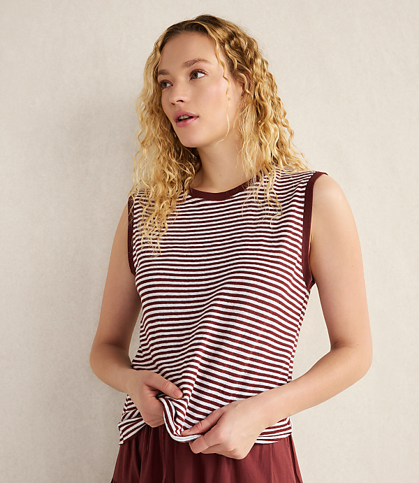 Haven Well Within Linen Stripe Crewneck Tank