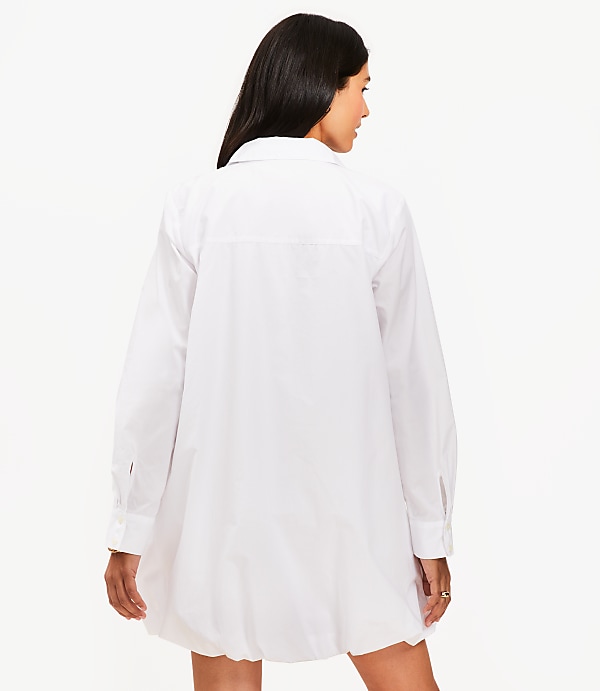 Poplin Bubble Hem Mini Pocket Shirtdress