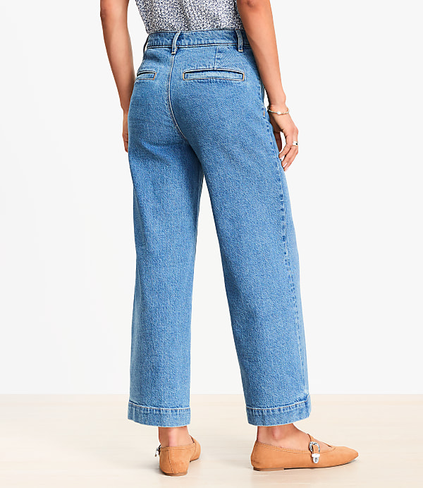 Palmer Wide Leg Crop Jeans in Mid Vintage Wash