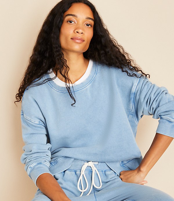 Petite Lou & Grey Denim Washed Sweatshirt