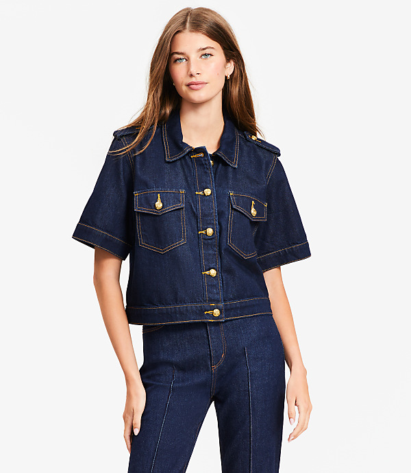 Short Sleeve Denim Jacket in Classic Rinse Wash
