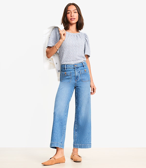 Palmer Wide Leg Crop Jeans in Mid Vintage Wash