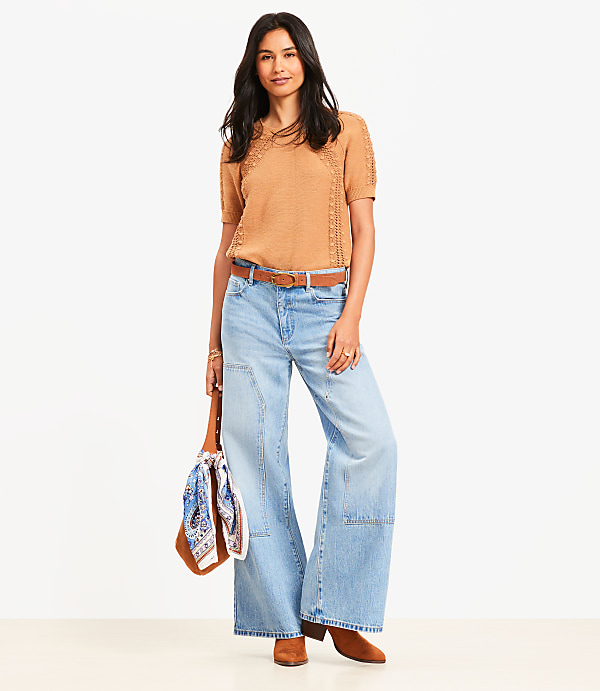 High Rise Wide Leg Carpenter Jeans in Classic Indigo Wash