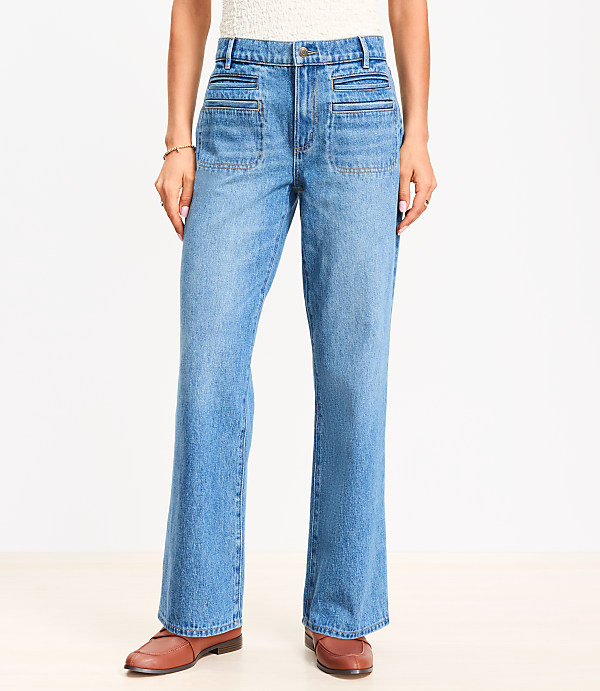 Mid Rise Relaxed Straight Jeans in Mid Vintage Wash